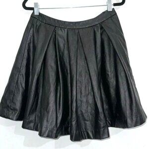 Forever 21 Black Faux Leather Pleated Skirt Womens Size M